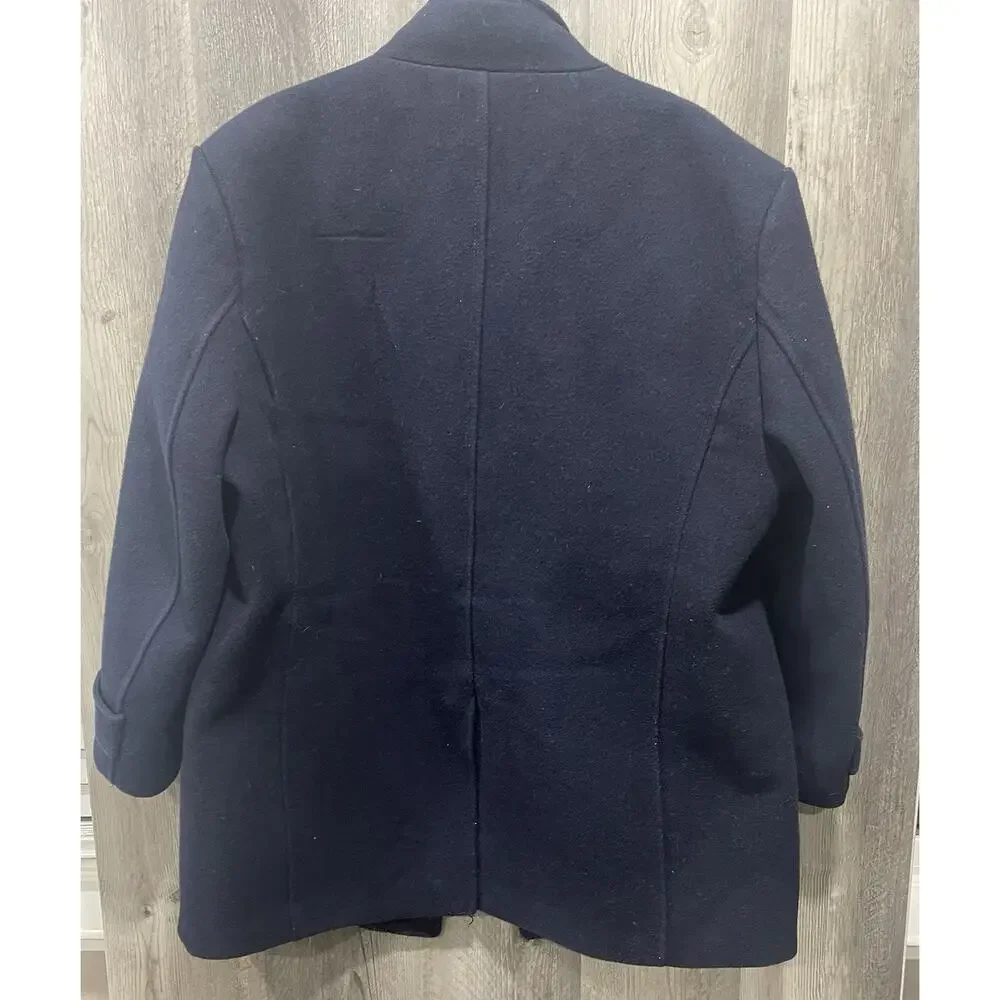 Paulo Solari Navy Blue Wool/Poly Blend Mens Pea Coat XL